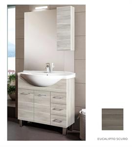 Mobile Bagno Lavabo Ceramica Pensile Specchio Cm L85 xH196 P48 EUSC