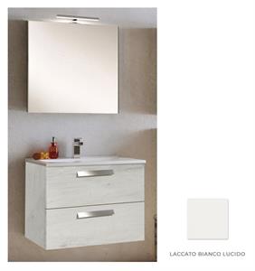 Mobile Bagno Sospeso 2 Cassettoni Specchio Cm L81 xH190 P47 BILU