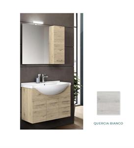 Mobile Bagno Lavabo Ceramica Pensile Specchio Cm L85 xH196 P48 QUBI