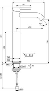 Miscelatore Mon.Lavabo d'Appoggio Ceraline BC269XG Nero Seta S/Asta