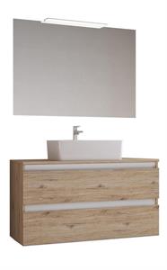 Mobile Bagno Sosp.CUBE Cass.2 Lavabo Dappog.Cm L81xP45 Quercia Bianc