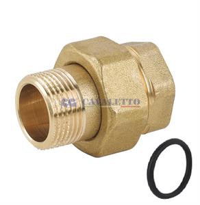 Raccordo Ottone Giallo CG Bocchettone 3 pz M.F. con O-Ring D.1/2