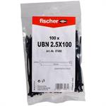 Fascette per Cablaggio in Nylon Nero Fischer UBN 3,6x200 Cf 100