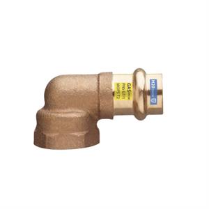 Raccordo in Bronzo a Pressare Acqua/Gas Gomito 90° Fem. D.18x1/2