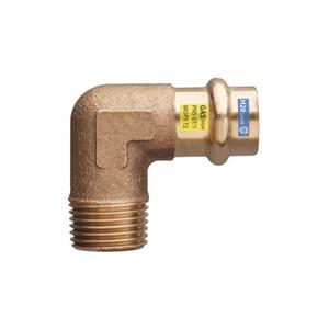 Raccordo in Bronzo a Pressare Acqua/Gas Gomito 90° Maschio D.12x1/2